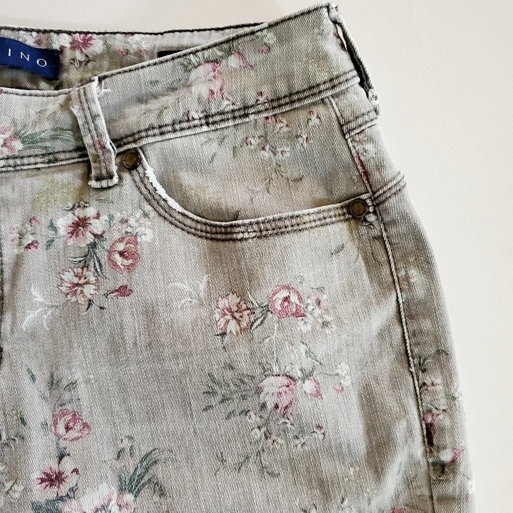 7001 * Bandolino Lisbeth Floral Print Jeans Gray Size 8P - Picture 9 of 15